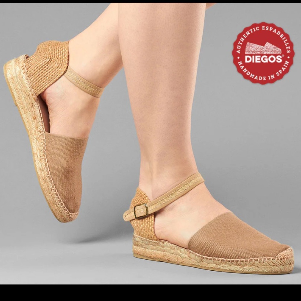 Diegos Carmen Espadrilles low-wedge handmade in Spain. Size 8